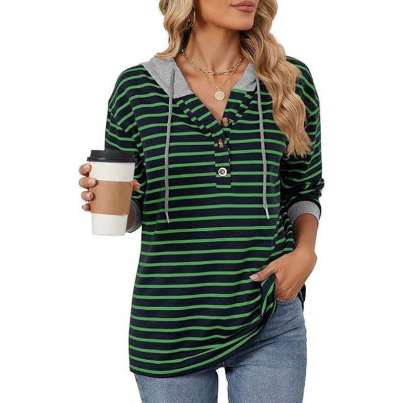 

YYFS Женская модная повседневная толстовка с капюшоном и принтом в полоску, с длинным рукавом S