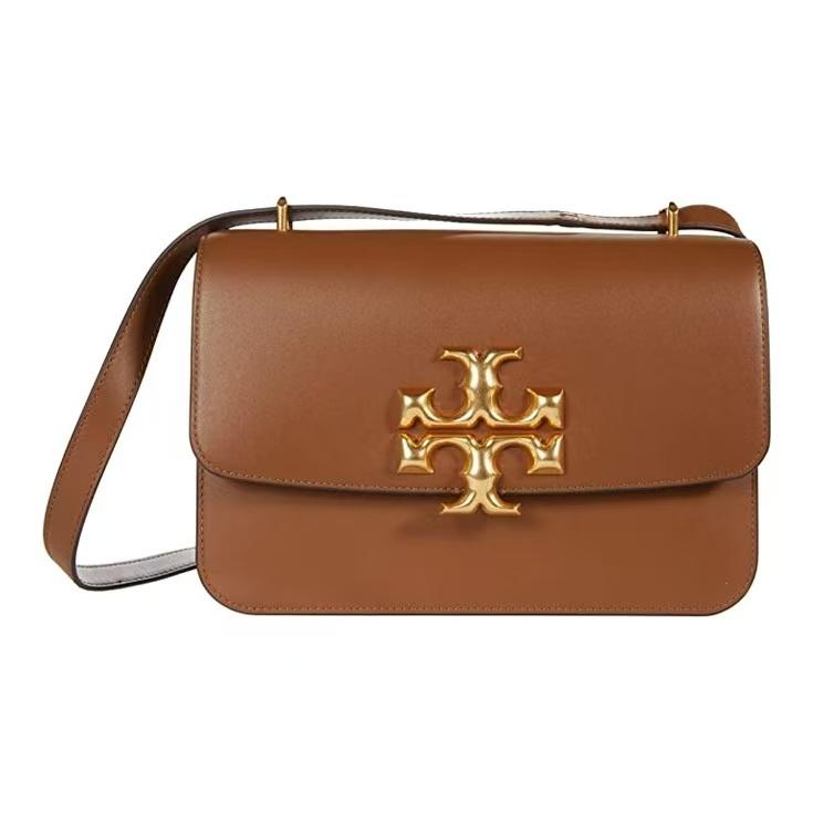 

Tory Burch Eleanor Double T Large Logo Matte Flap Stitching Leather Shoulder Crossbody Bag Women Bags Caramel-Brown 75003-909 Basic Set (Bag+Dust Bag)