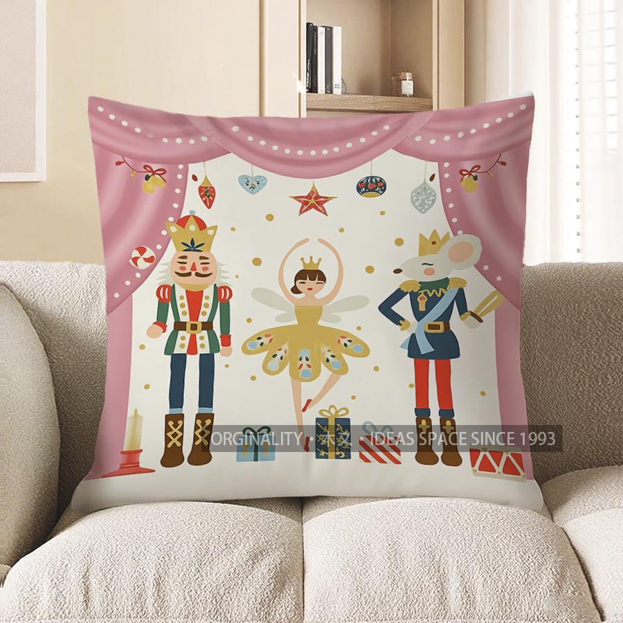 Home Decor Nutcracker, Mouse & Ballet Fairy Pillow Cover Pattern Cushion Cover Suitable For Sofa Bedroom Car Pillow Cover