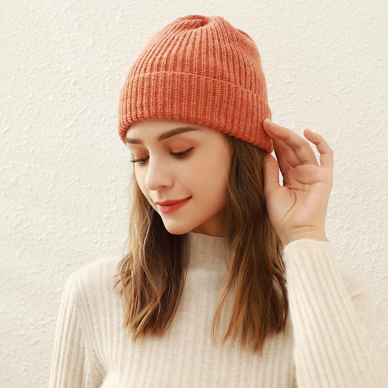 Solid color knitted hat children's autumn and winter new student versatile dome melon rind wool hat cold hat men's trend