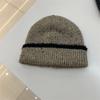 New autumn and winter big head circumference warm thickened knitted hat striped face small wool hat women