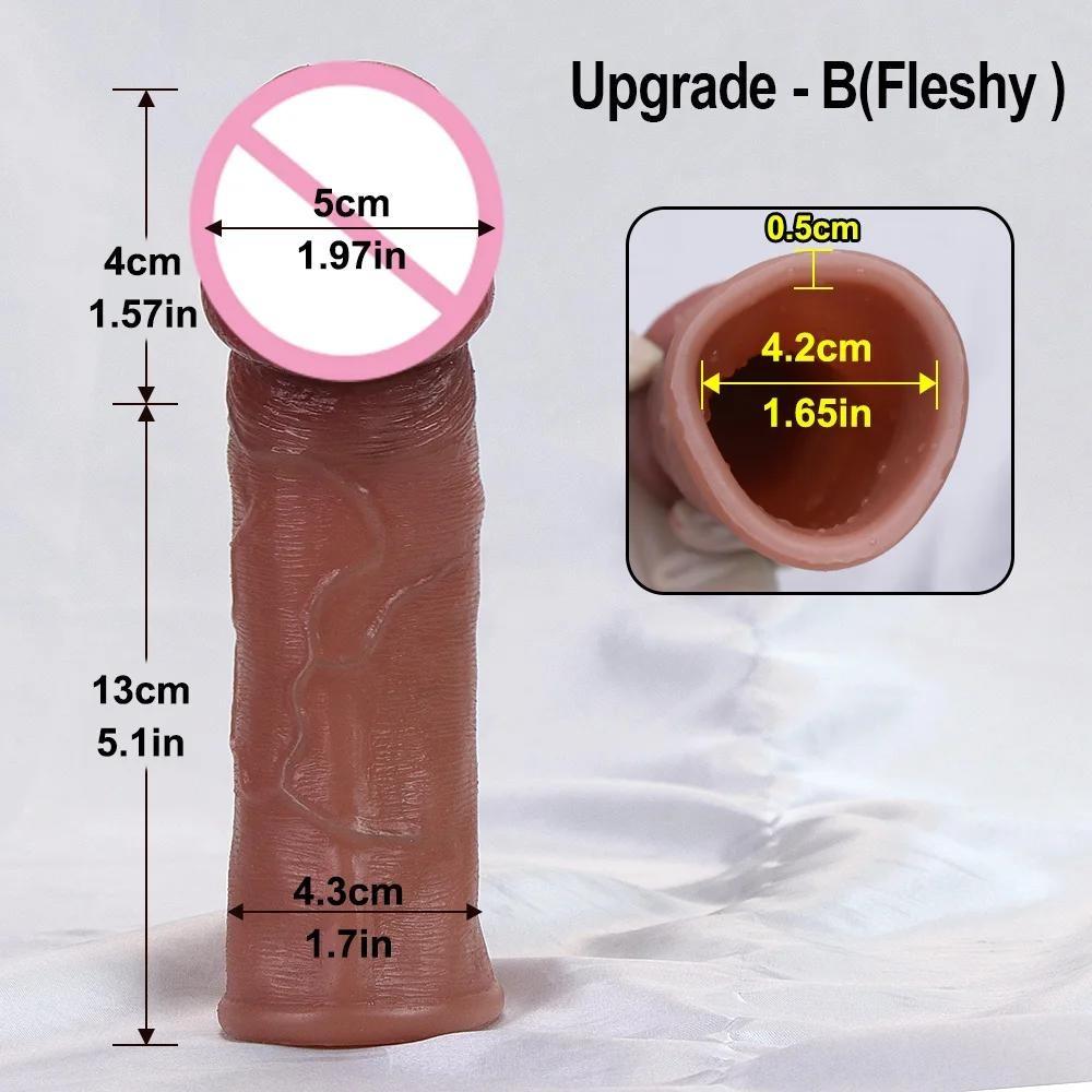 Men Penis Extender Sleeve Realistic Condom Delay Ejaculation Sex Toy for Men Adult Erotic Goods