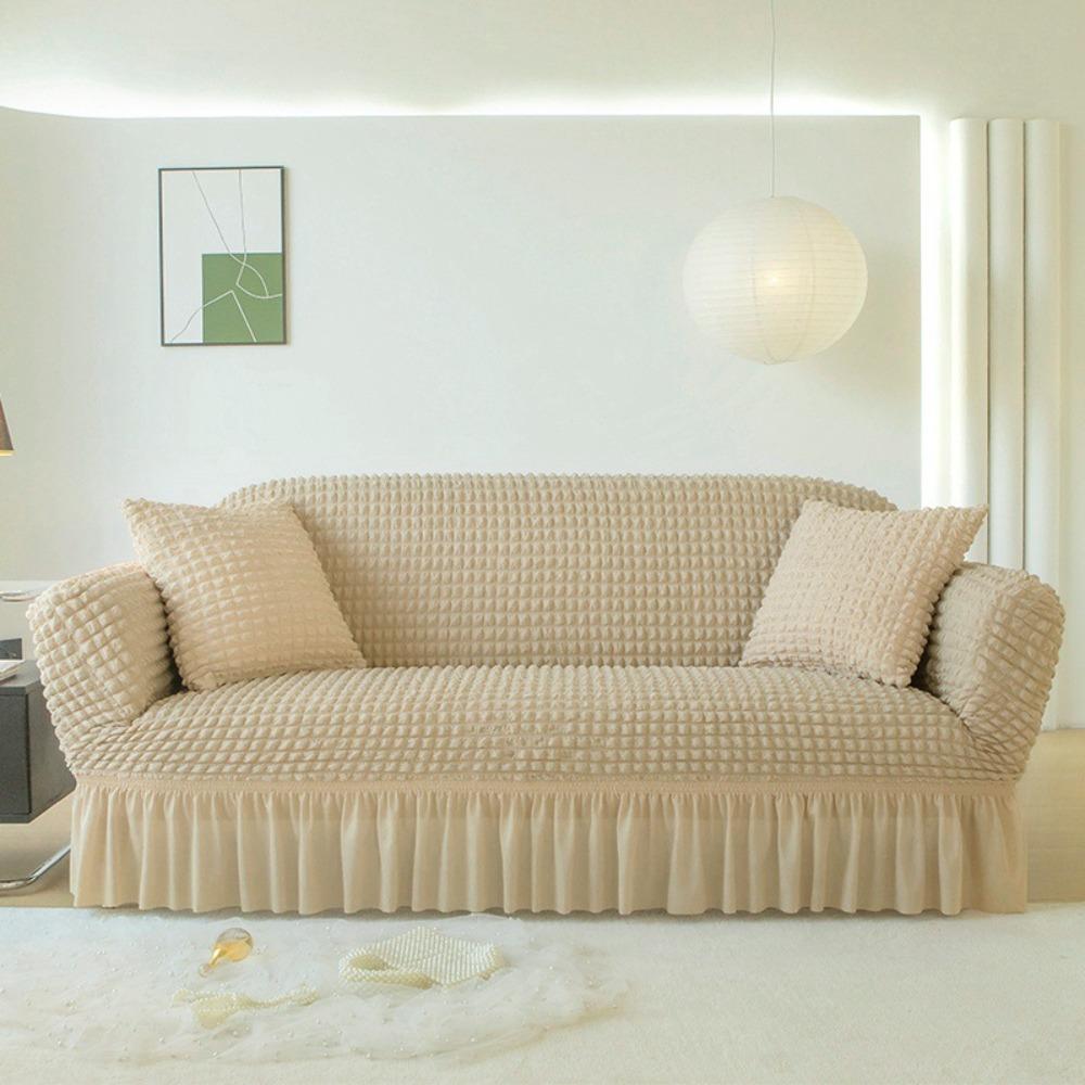 Premium Thick Bubble Gauze Sofa Cover Full Elastic Lace Universal Fit Sofa Protector All Season