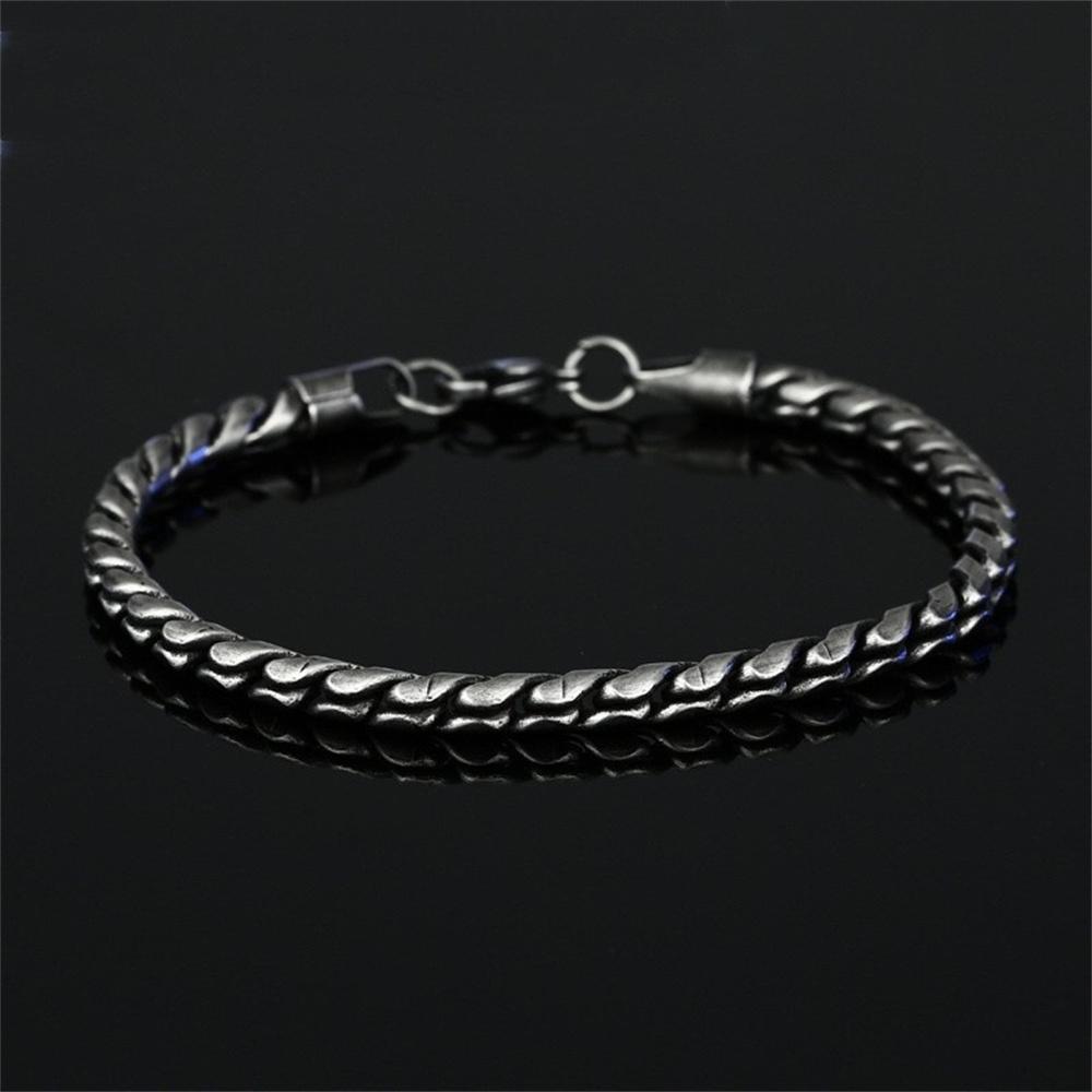 5mm Retro Silver Color Men s 316 Stainless Steel Bracelet Hip Hop S Alloy Bracelet Fashion Jewelry Retro Bracelet Accessories 17cm