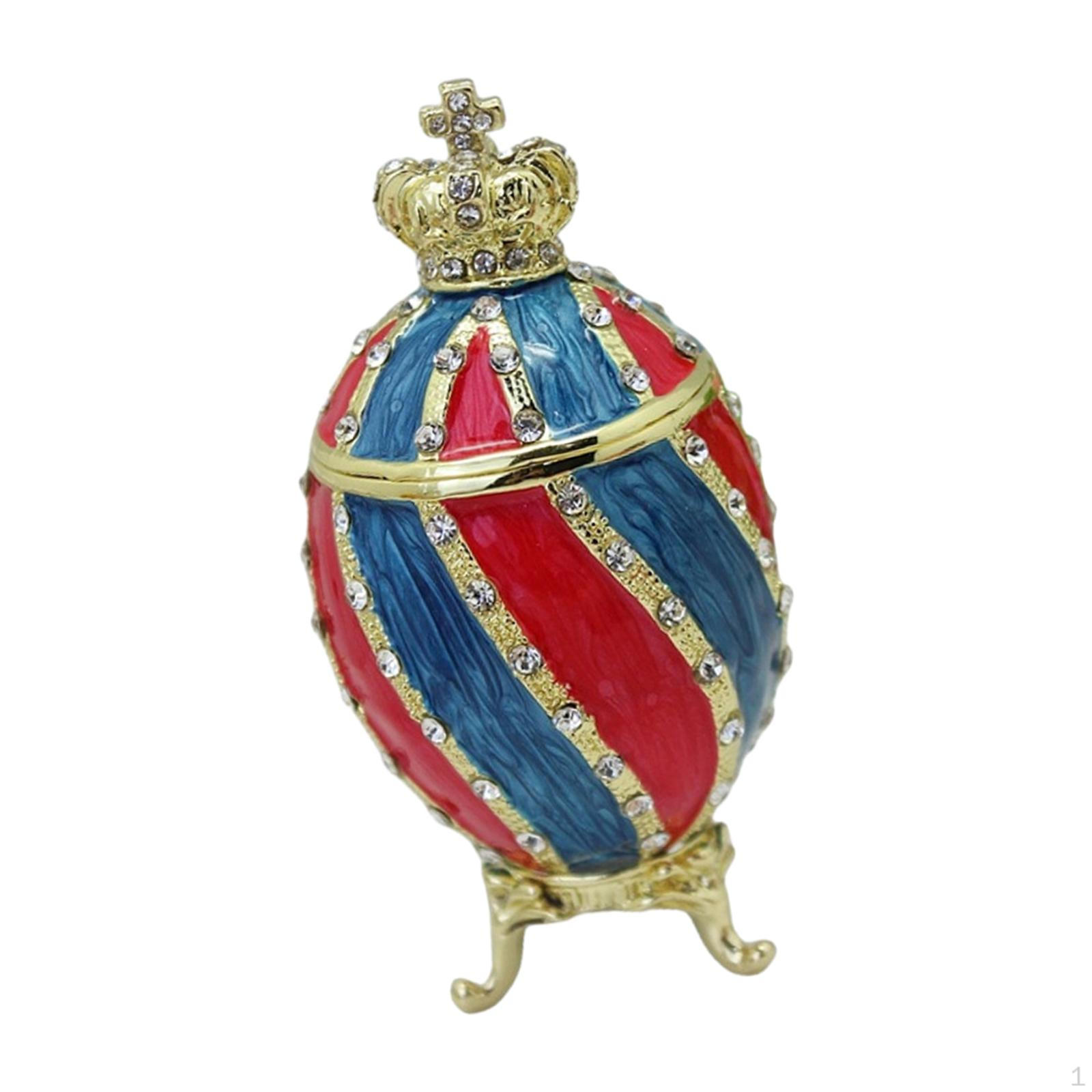 

Пасхальное яйцо шкатулка для безделушек эмалированная навесная ювелирные кольца держатель органайзер дисплей для подвесок Рождество Red Blue