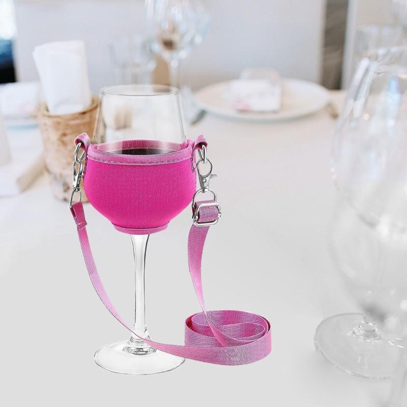 5Pcs Wine Glass Neck Holder Neoprene Sleeve Adjustable Wine Glass Lanyards Drink Holder with Neck Strap Easy To Use
