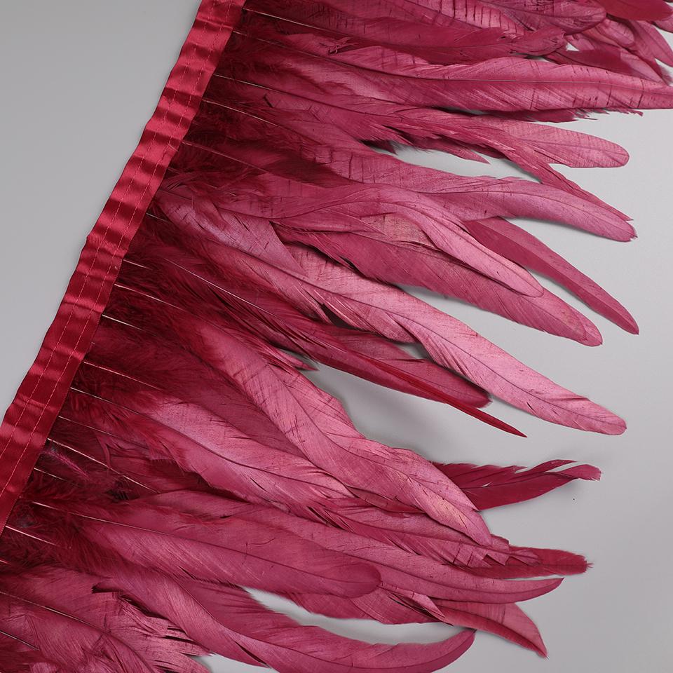 25-30cm Rooster Feather Trimming Chicken Feathers Trims Rooster Tail Feather Ribbon Dress Skirt Costume Carnival Decoration