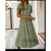 Summer polka dot printed short-sleeved mid-length dress women's fashion all-match elegant temperament