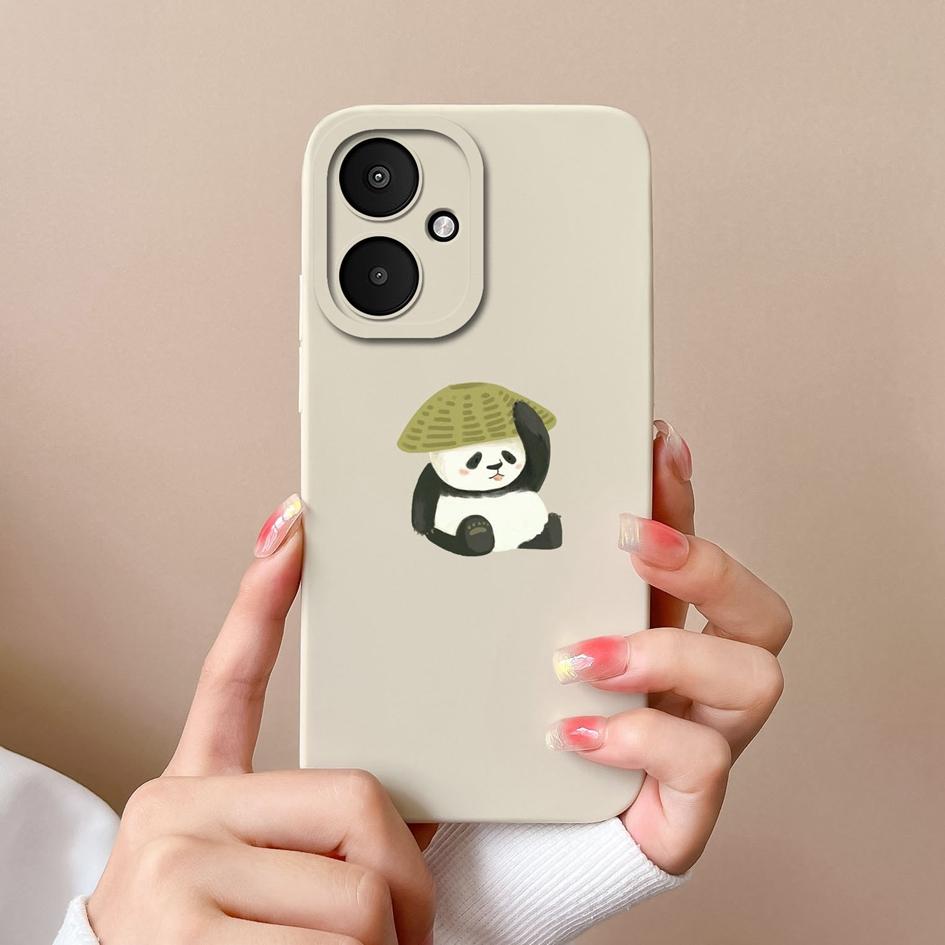 Flytende silikon for Xiaomi Poco X6 F5 Pro F6 M6 Pro 5G X 6 M 6 F 5 Deksel Panda tegneseriemønster Høykvalitets støtsikker telefonvesker Bumperhus
