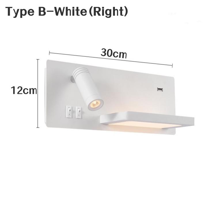 Luminárias de Parede LED Nórdicas de Cabeceira com Porta de Carregamento USB Prateleira Arandela Quarto Estudo Leitura Luminária de Parede Interna com Interruptor