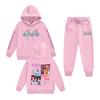 Kids' Long Sleeve Loose Pullover Letter Print Drawstring Hooded Sweatshirt Sweatpants Set
