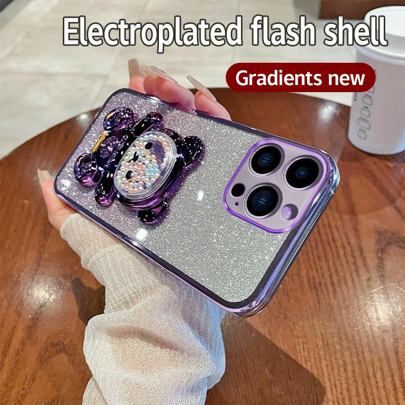 Candy Bear Stand Holder Glitter Phone Case For OnePlus 12 8T 9R 10 11 Pro 11R Nord CE 2 3 Lite  ACE 2V 3V N20 N30 5G Soft Cover