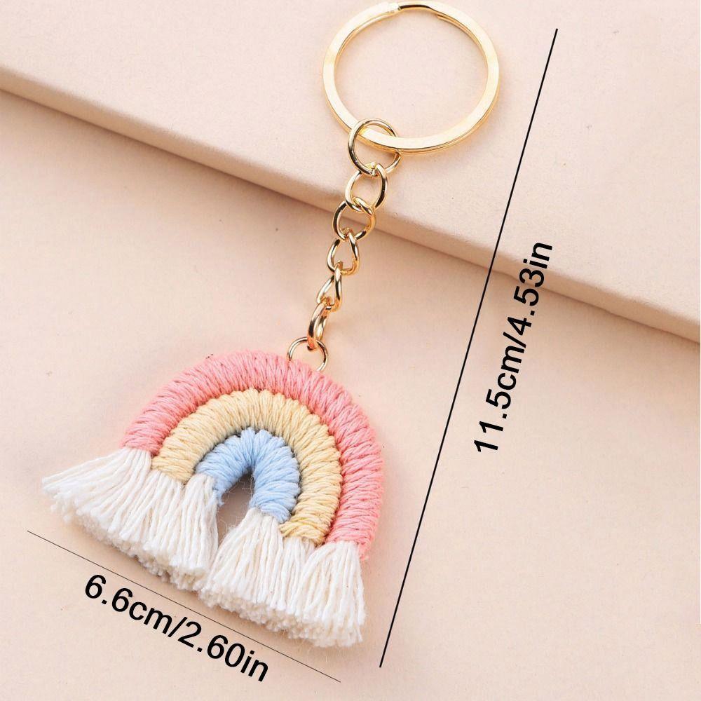 Pretty Three Color Rainbow Key Chain Fashion Knitted Rainbow Keychain  Girl
