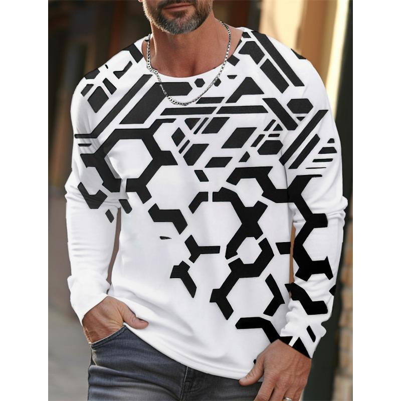 

Simple Men s Sports Quick-drying Long-sleeved T-shirt 3D Printing High-definition New Sports Men s Autumn Casual Round Neck Tops S