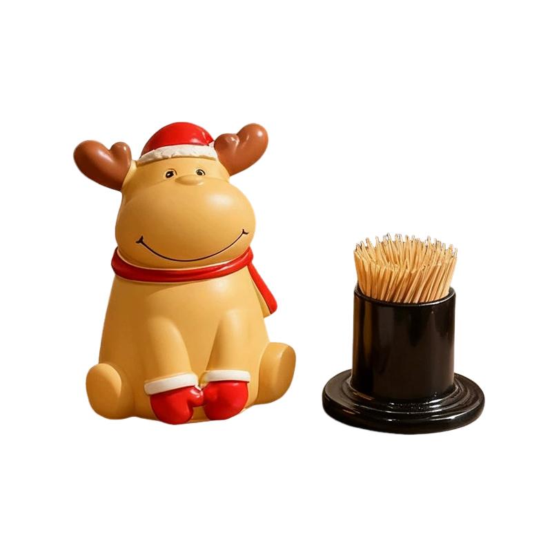 1Pc Empty Christmas Toothpick Holder Creative Santa Claus Elk Toothpick Canister Jar Bucket Floss Box Cotton Swab Storage Box