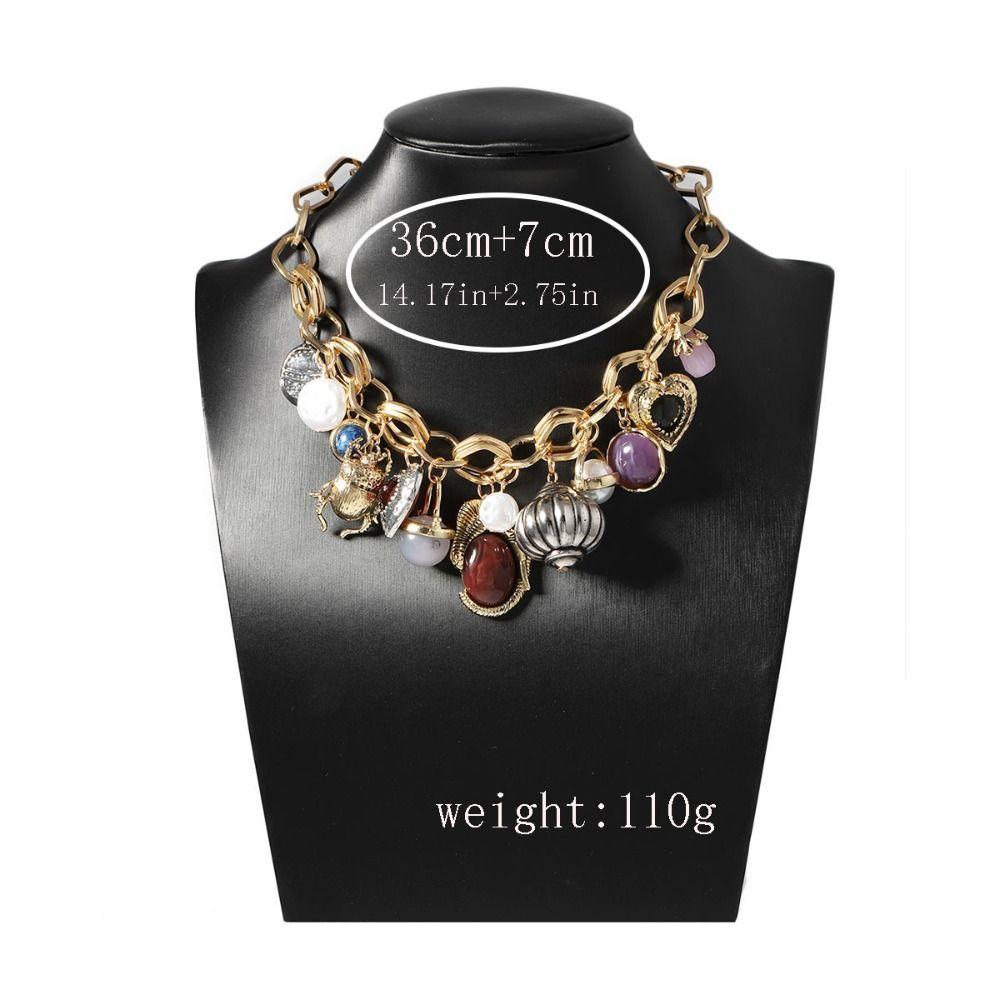 Personality Collarbone Chain Literature Suit Accessories Multi Pendant Chain Necklace  Autumn