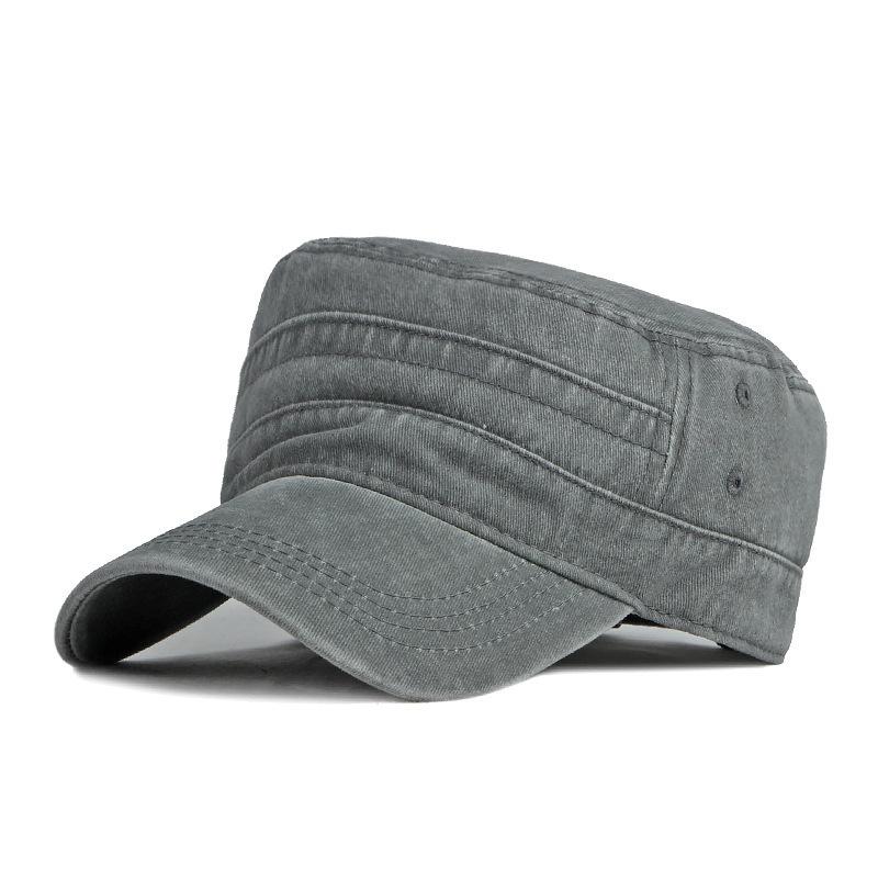 Lente Zomer Kleine Rand Legerhoed Mannen Vrouwen Buiten Retro Gewassen Katoen Grote Hoofd Zonneklep Platte Petten Militaire Pet Visserij Hoeden Adjustable gray