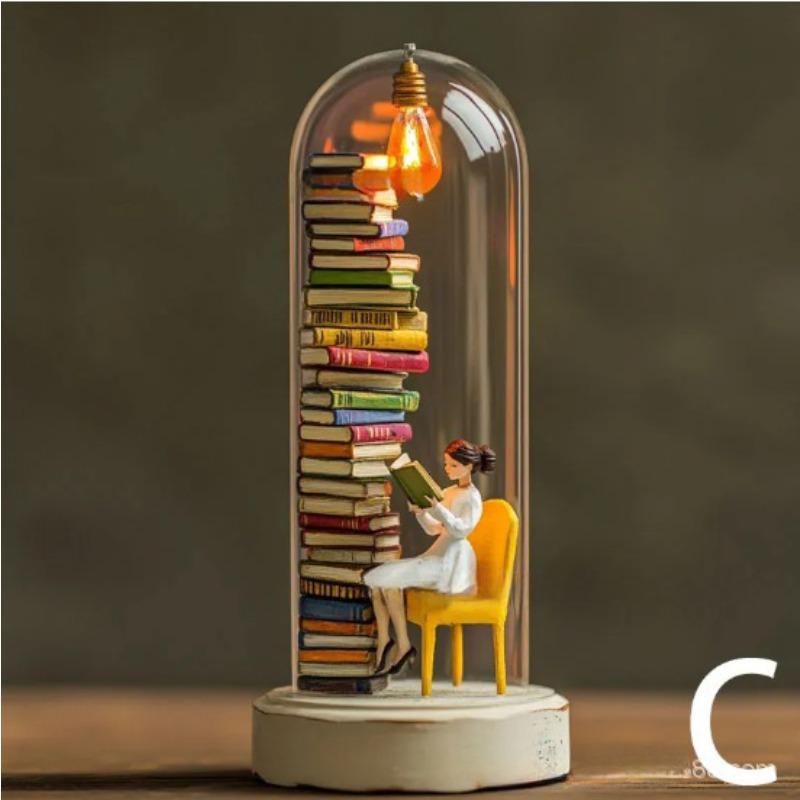 Reader in Test Tube, Reading Resin LED Lamp, Home Decoration Piece