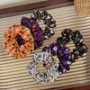 Glowing Pumpkin Hair Ties French Scrunchie Halloween Skull Pumpkin Bat Halloween Hair Style Tool Scrunchie