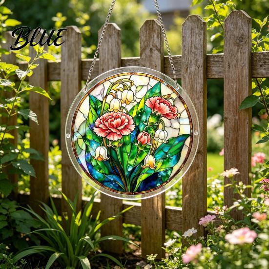 Nationaler Puzzle-Tag Ornament Acryl-Sonnfänger mit farbiger Lichtprojektion DIY-Fensteraufhängung Dekoration Kratzfest für Garten Terrasse