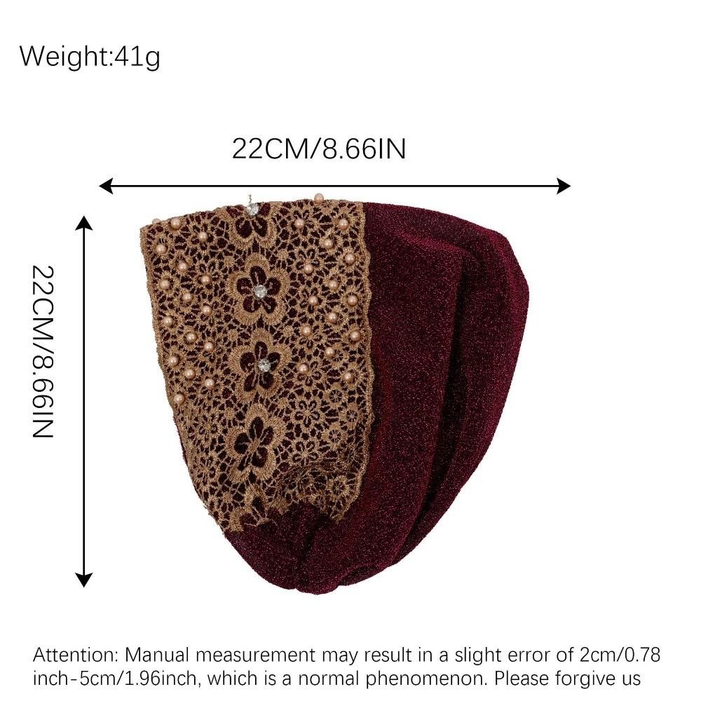 Lace Trim Women's Lace Turban Cap Embroidery Bonnet Head Wraps Islamic Turban Hat Women