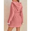 Women's Winter Warm Fuzzy Hooded Bathrobe Hooded Pajamas Plush Bathrobe for Women