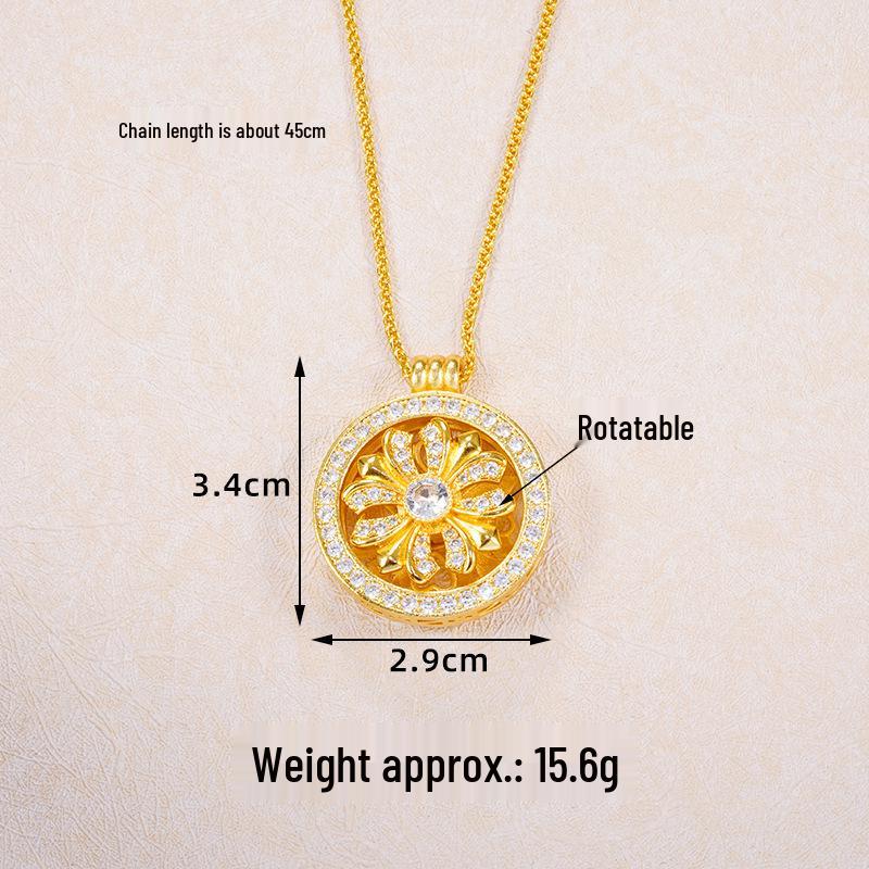 Ancient Gold Sand Eight-Treasure Compass Blessing Necklace - Chinese Retro Copper Alloy Jewelry