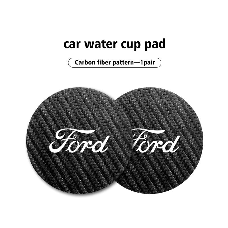 For Ford Car Logo Carbon Fiber Water Cup Pad Bottle Holders Anti Slip Mat Accessories Focus mk2 mk3 mk4 Fiesta Ranger Mondeo