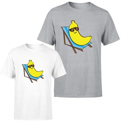 Banane Relaxante Avec Lunettes de Soleil Sur Chaise Longue Fruits Banane Drôle T-Shirt Unisexe