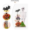Halloween Wooden Table Sign, Spooky Skeleton Pumpkin Bat Ghost Centerpiece Sign for Home, Shelf, Desk, Mantel, Tabletop, Tiered Tray, Party Decor