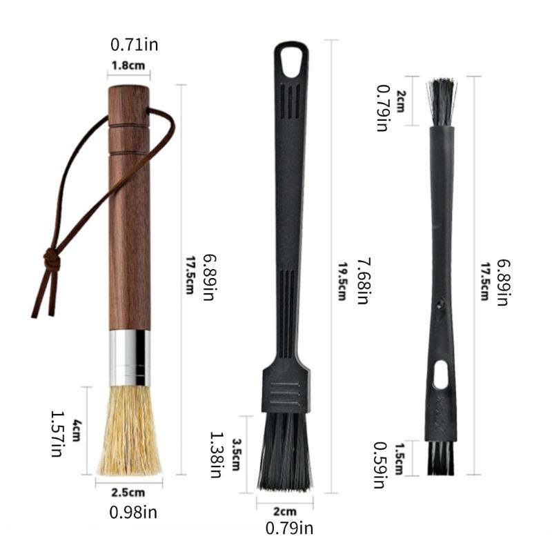 Wooden Handle Cleaning Tool Set For Coffee Grinders Espresso Machine Natural Bristles Cleaner Brush Baristas Accessories