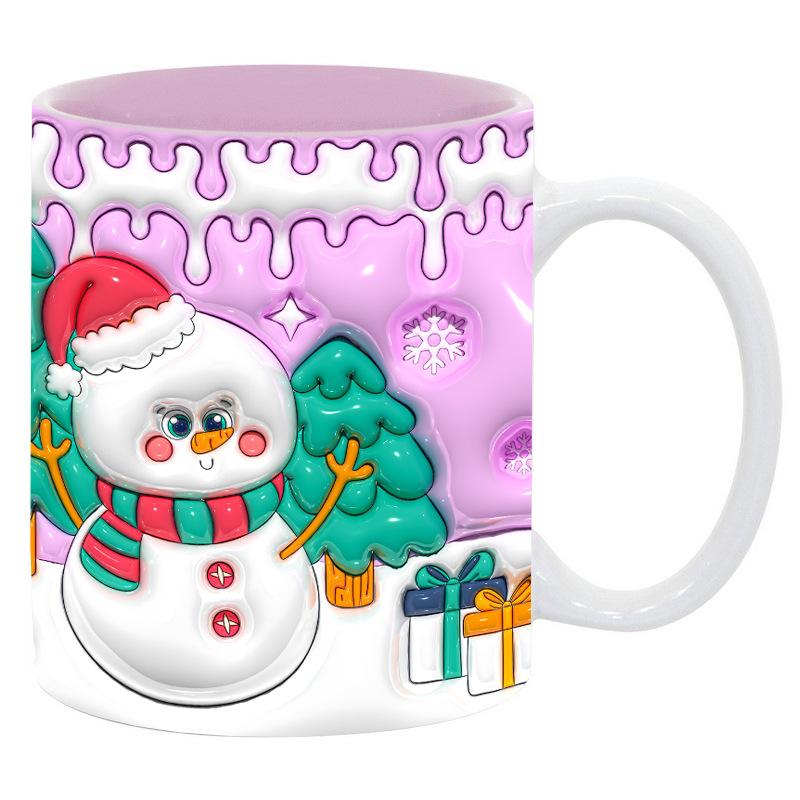 Christmas Christmas Ceramic Coffee Mark Cup Tree Christmas Tree Old Man Santa Cat Cat Snow