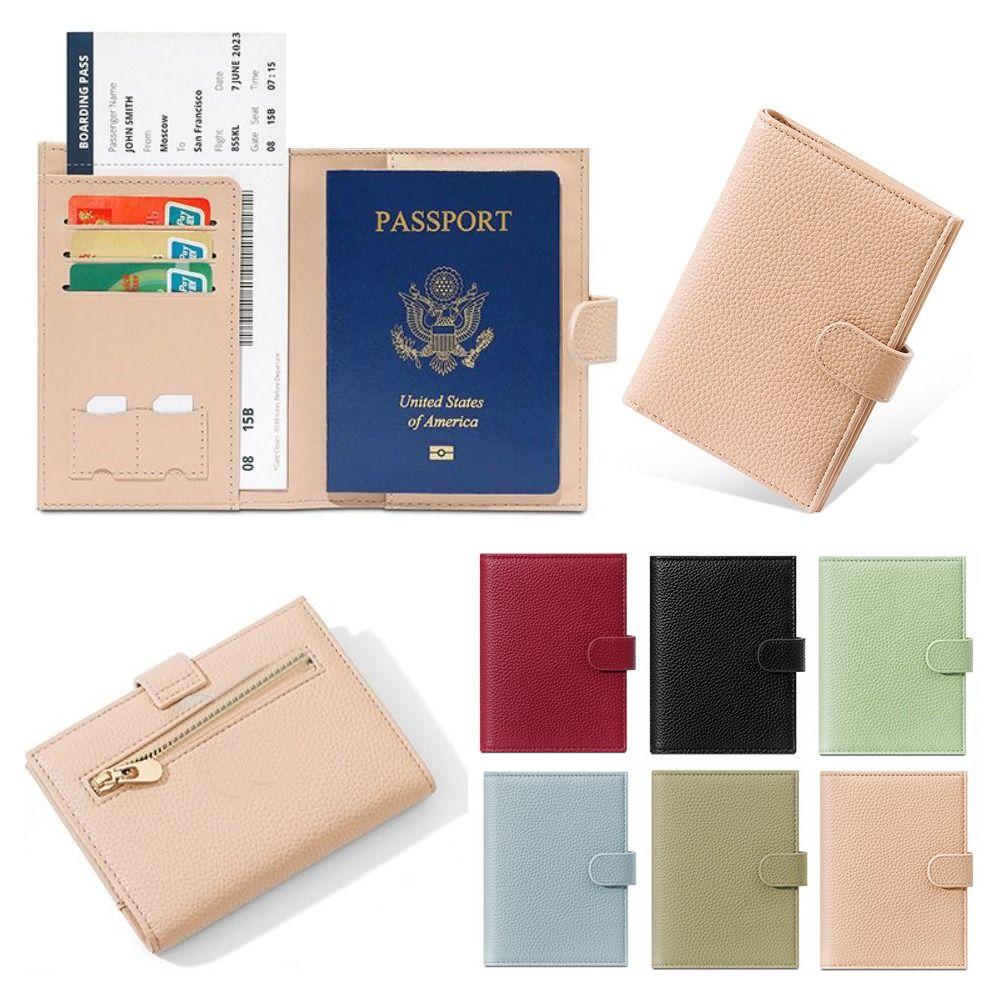 

RFID Antimagnetic PU Leather Passport Cover Airplane Check-in Bifold Wallet Travel Accessories чорний