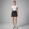 Stylish High-Waist Slit Faux Denim A-line Mini Skirt