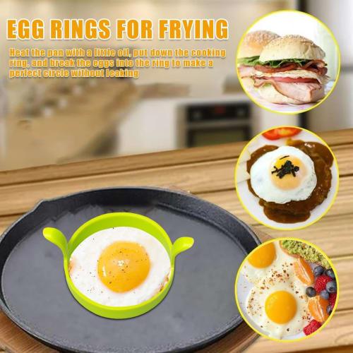 Krujecnt Silicone Egg Mold, Fried Egg Cooker Ring, Reusable Egg Shaper, Round Non-Stick Food-Grade Silicone Griddle Cooking Shaper for Breakfast Sandw