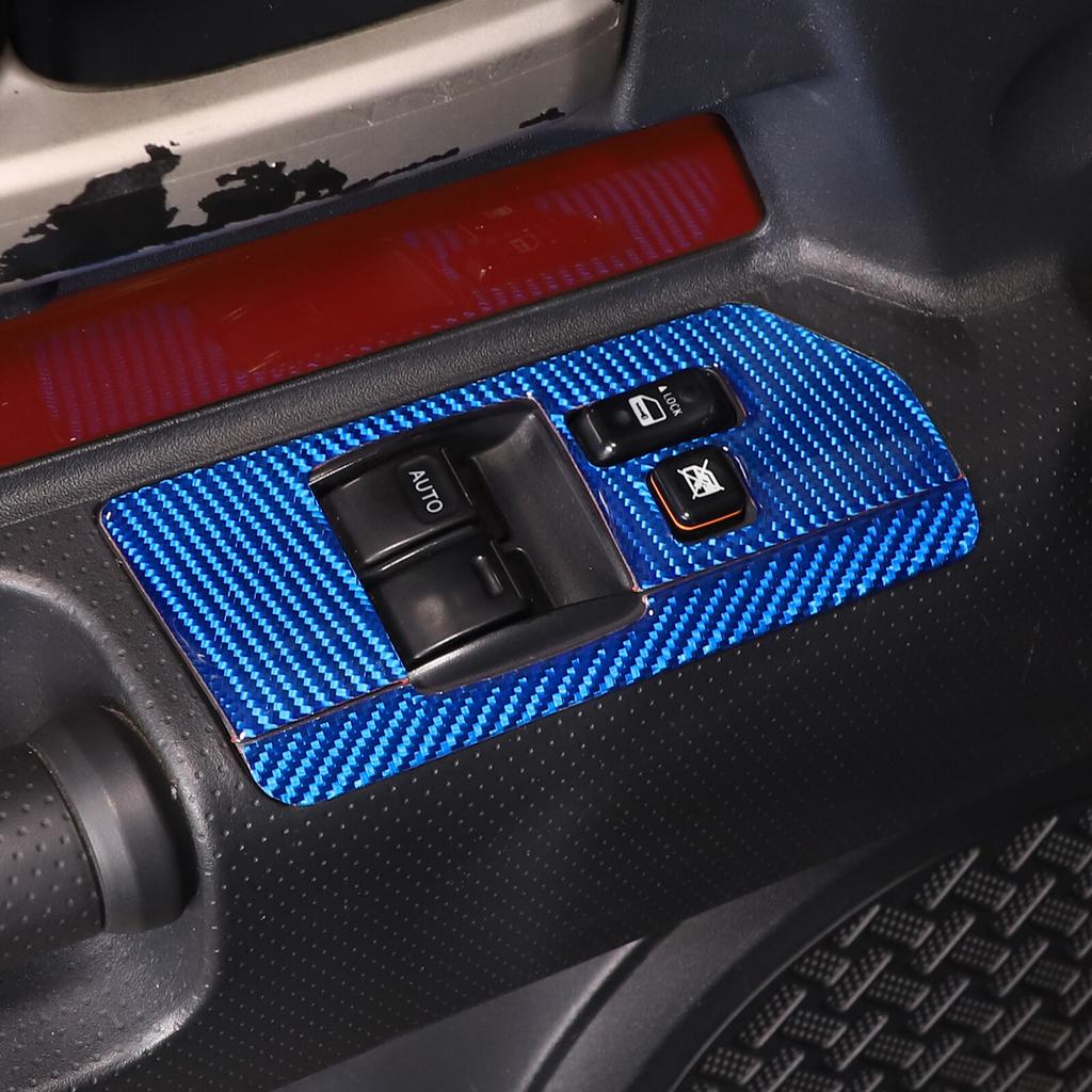 Blue Carbon Fiber Window Lift Switch Panel Trim For Toyota FJ Cruiser 2007-21