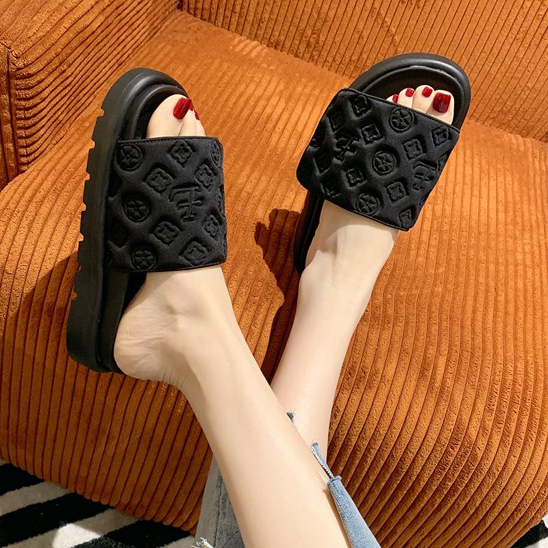 Women Magic Tape Flat Slippers 2024 Summer New Luxury Brand Platform Sandals Ladies Height Increase Flats Shoes Zapatos De Mujer