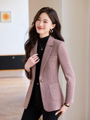 Women's High-End Wool Suit Jacket: 2025 Autumn/Winter Tailored Waist Cardigan.