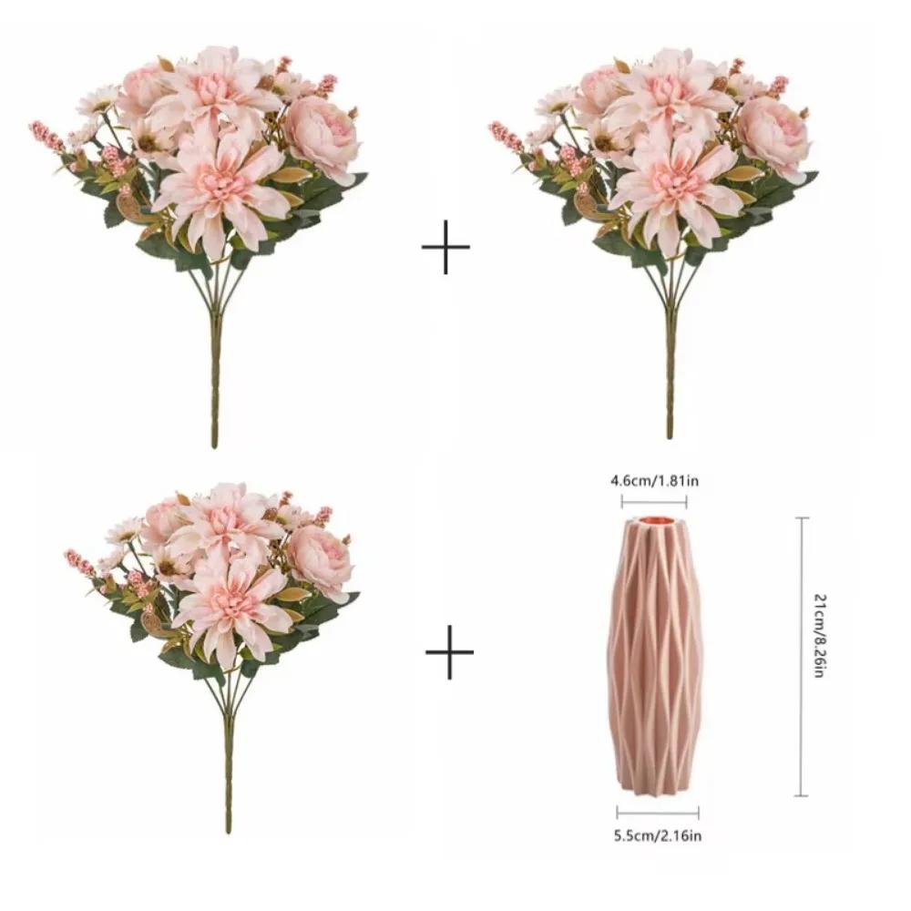 Silk Dahlia Rose and Daisy Artificial Flowers for Home Wedding Party Decor DIY Floral Arrangements in Decorative Gift Boxes