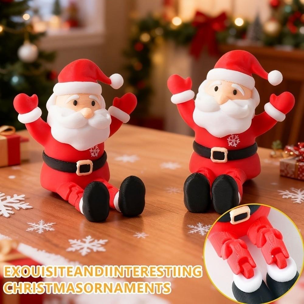 Cartoon Santa Claus Sitting Statue 3D Printed Mini Santa Claus Ornament  Home Decor