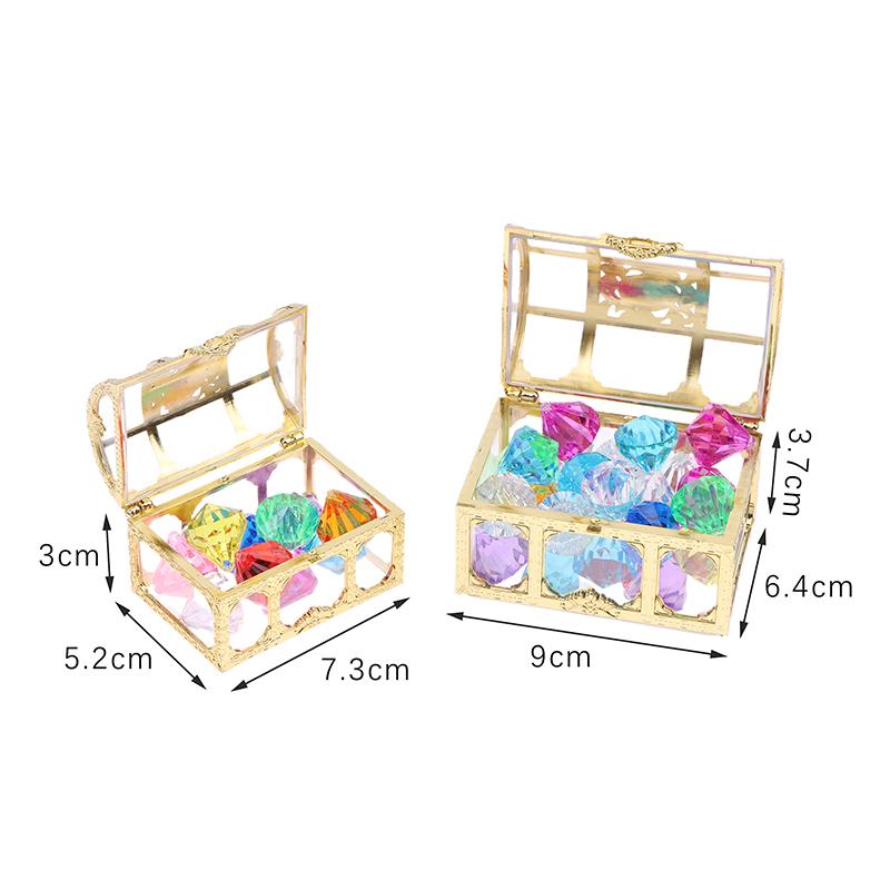 1 Set Child Diy Accessories  Box Treasure Kids Toys Acrylic Colorful Diamond Gems Plastic Large Jewels