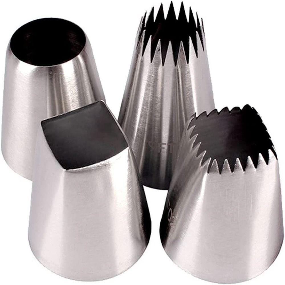 

4Pcs Stainless Steel Square Round Icing Piping Nozzle Seamless Cake Decorating Tips Cakery 4pcs