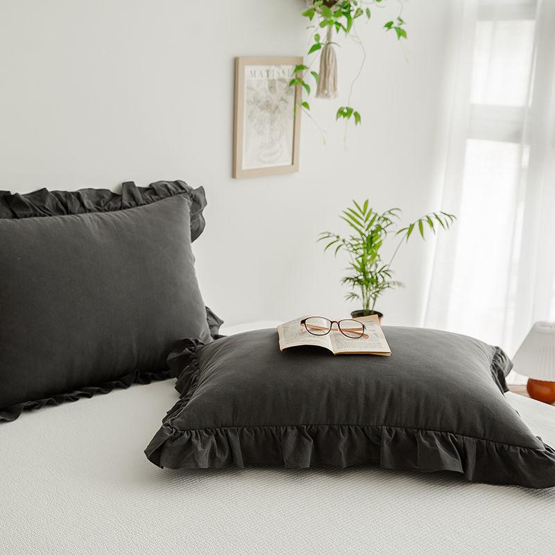 Ultra měkký šifonová prošívaná krajková povlak na polštář v princeznovském stylu s volánovými okraji a pruhy, dekorativní povlak na polštář pro elegantní výzdobu ložnice