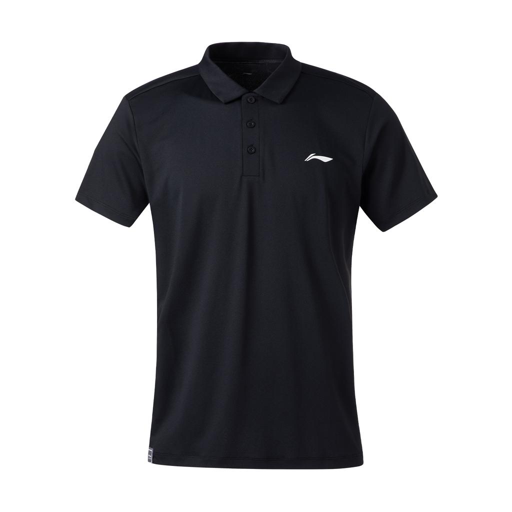 Li Ning Vielseitiges Poloshirt Cooles Kurzarm-Oberteil Bequeme Lange Hose Lässiger Sportanzug Herrenanzug Schwarz W885-2+B07-1