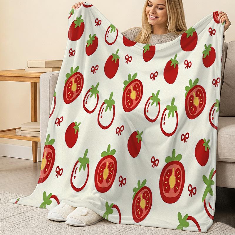 Soft Flannel Fleece Blanket – Tomato Collection: Cute Cozy Home Throw, Fun Decor for Halloween, Christmas & Casual Living