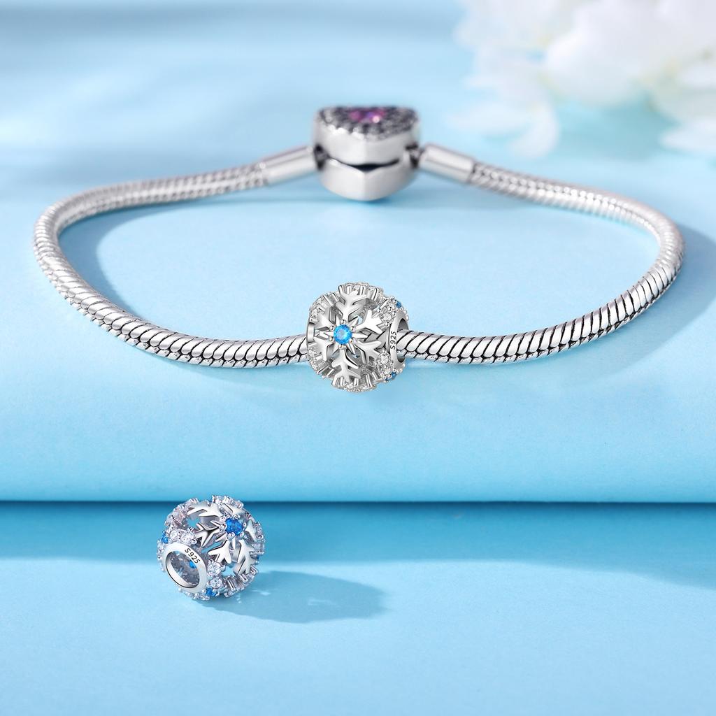 Bead Charms Copper Charm Bead Charms Authentic Snowflakes Christmas Bead Charms Compatible With Bracelets Jewellery Diy Women Fine Gift Accessory