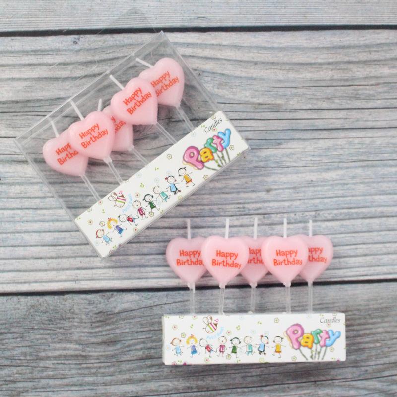 Pink Cute Heart Shaped Confession Valentine's Day Candle Letter Happy Birthday Happy Birthday Candle