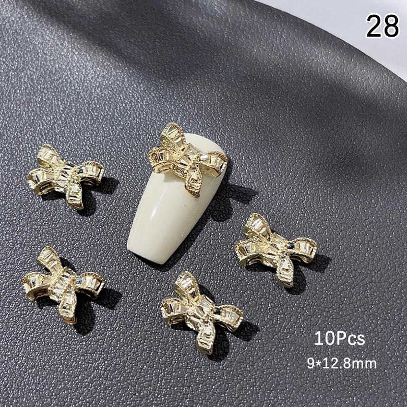 10Pcs Luxury Kawaii Bow Nail Art Charms 3D Alloy Bow Tie Jewelry Nail  Decoration Diy Accessories