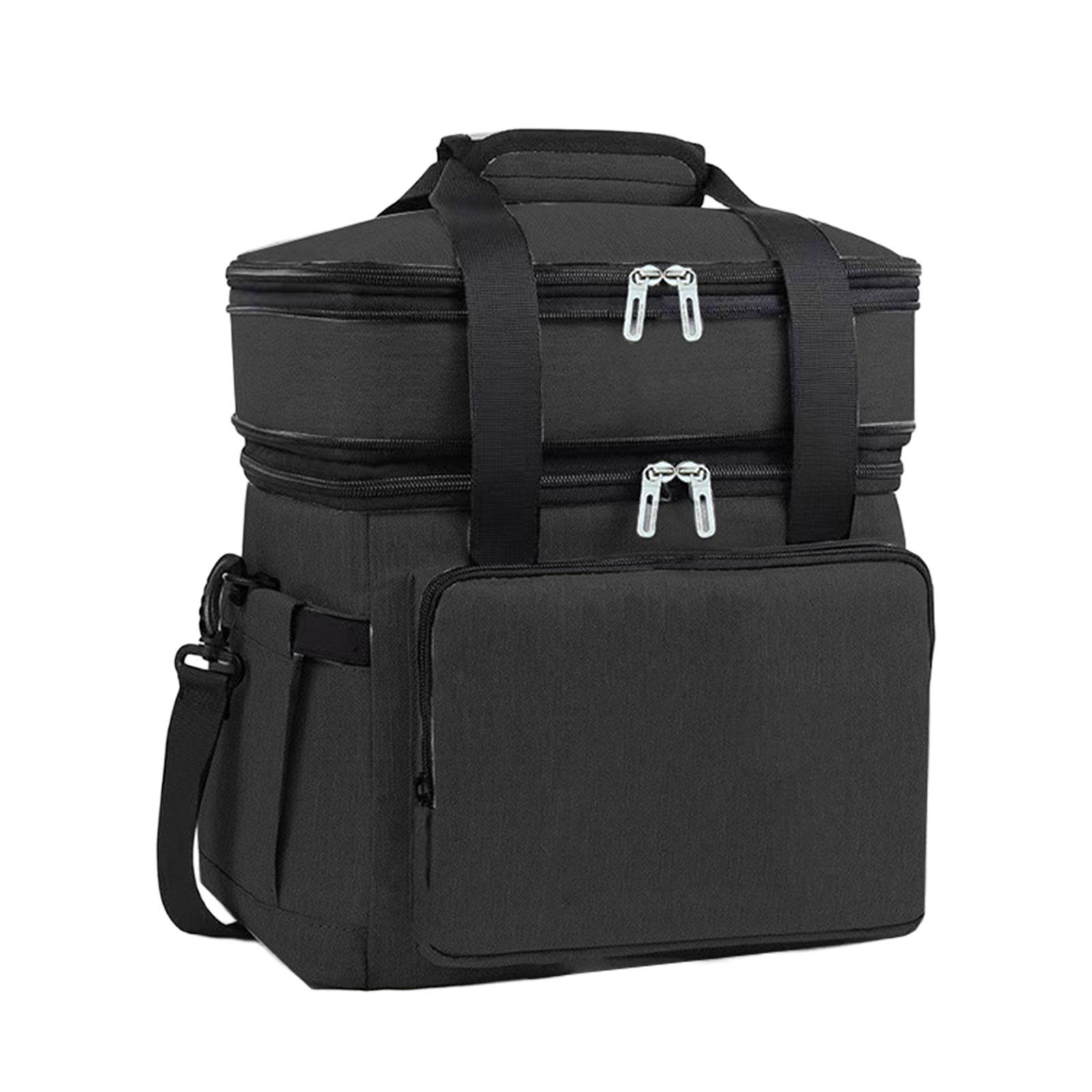 

Large Capacity Expandable Insulated Lunch Bag With Double Layer Foil Lining Storage for Outdoor Picnics & Car Travel чёрный