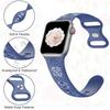 Bracelet pour Apple Watch Series Ultra 2/3, 11, 10, 9 8 SE 7 6 5 4 3 2 1 42mm-44mm-45mm-46mm-49mm Silicone Relief Floral Bleu Foncé